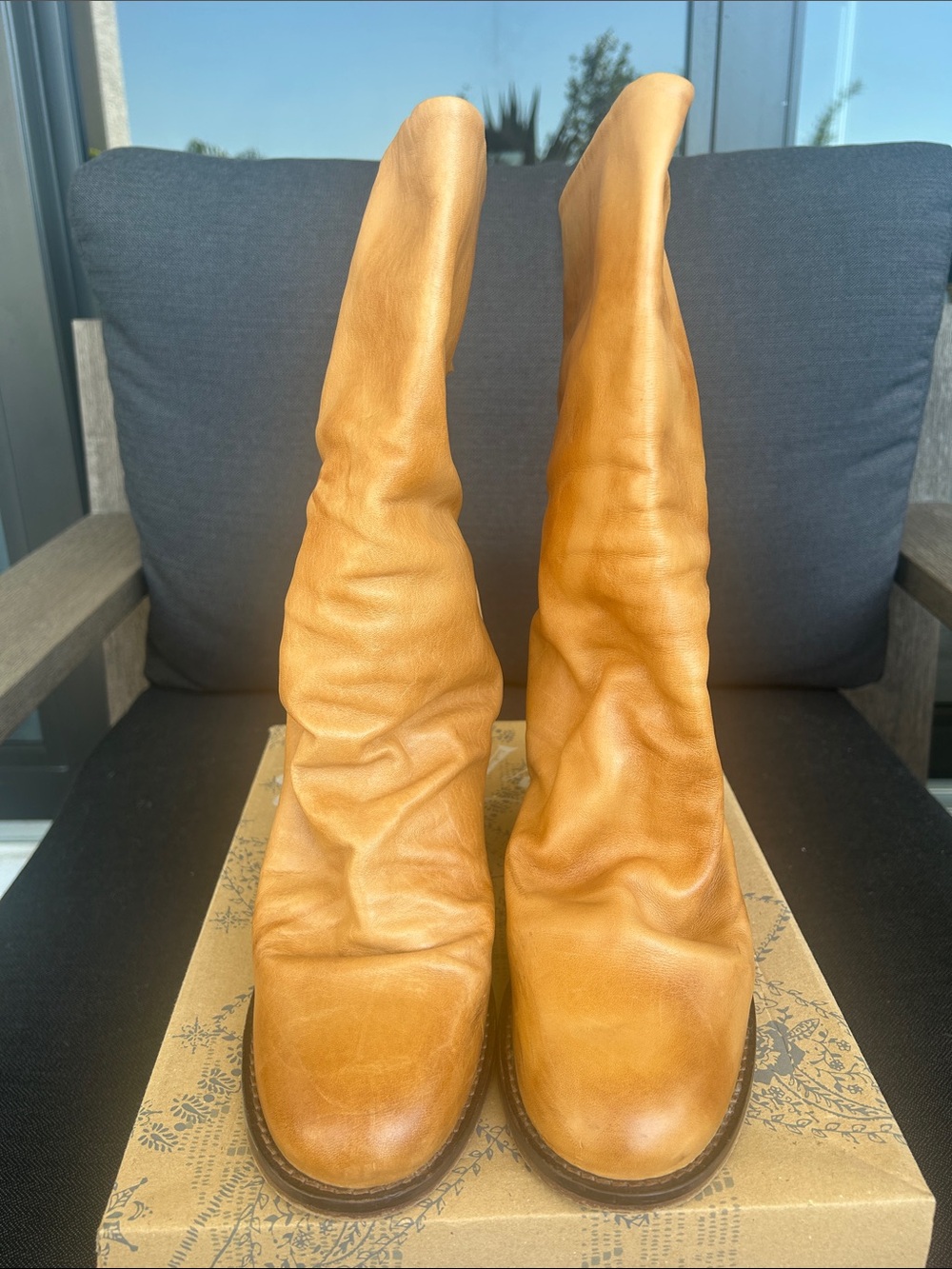 Free People Elle Tan Mid-Calf Block Heel Boots - Picture 2 of 4